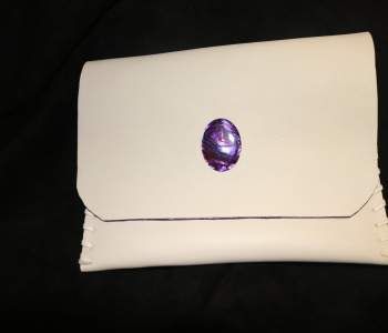 SOLD  White Clutch with hot pink 