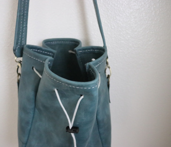 Blue Leather Bucket Bag