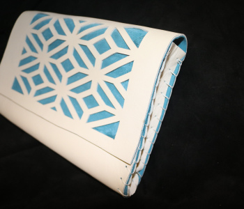 White & Turquoise Cut Out Clutch